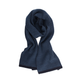 Écharpe pour homme en laine vierge à motifs rectangulaires bicolores. - Bleu marine foncé & Bleu armée | Doré Doré