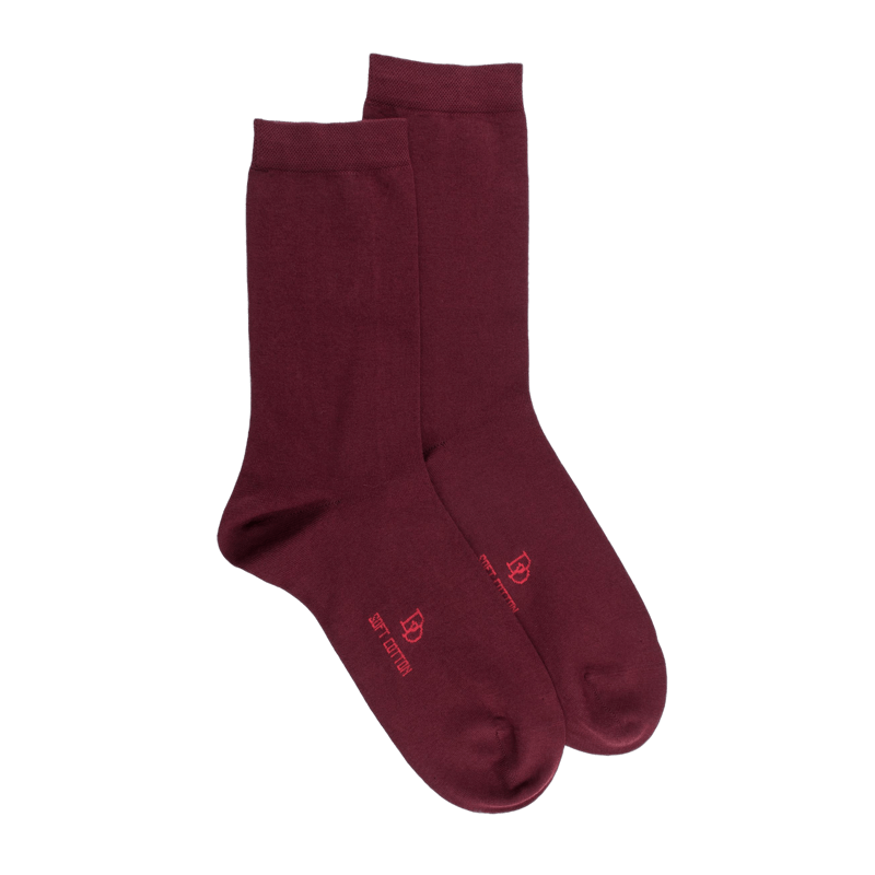 Chaussettes femme fines en coton égyptien - Aubergine | Doré Doré
