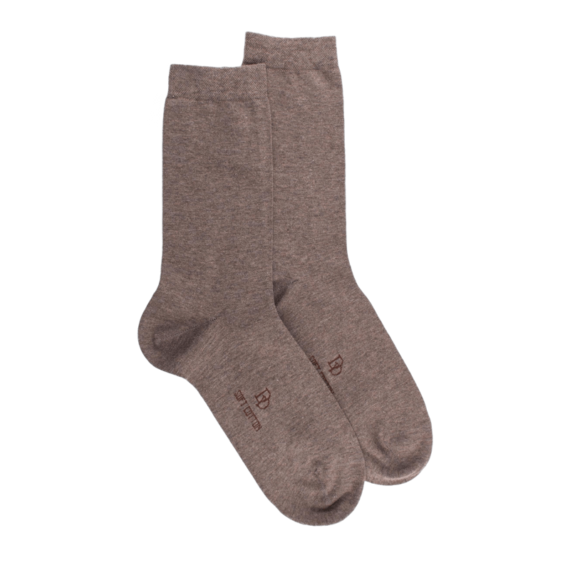 Chaussettes femme fines en coton égyptien - Blanc Grive | Doré Doré