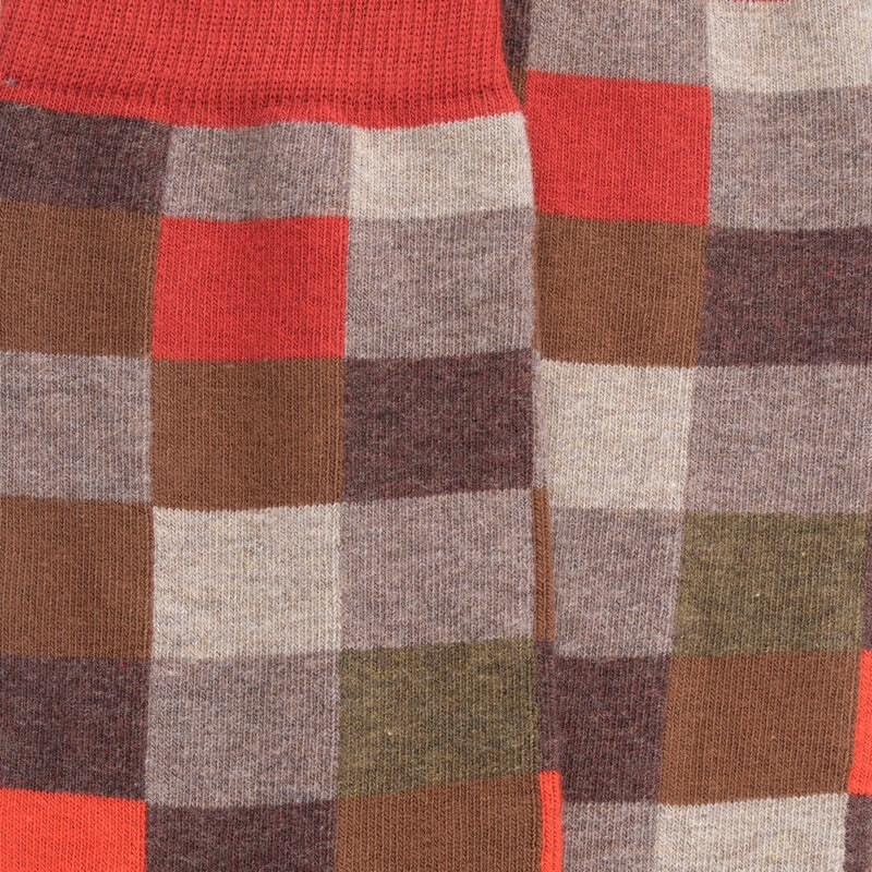 Chaussettes homme échiquier en coton - Multicolore | Doré Doré