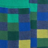 Chaussettes homme échiquier en coton - Bleu pêcheur | Doré Doré