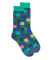 Chaussettes homme échiquier en coton - Bleu pêcheur