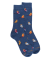 Chaussettes homme en coton motif hibou - Bleu pêcheur & Bleu Macadam