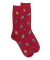 Chaussettes homme en coton motif hibou - Rouge amarante & Vert Campagne