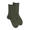 Chaussettes femme en coton doux avec bords roulés - Vert mélèze