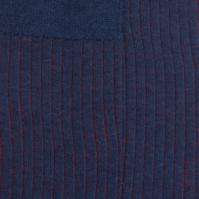 Chaussettes côtelé bicolores homme en laine et coton doux - Bleu Caban & Rouge brique | Doré Doré