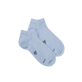 Socquettes enfant en coton avec effet brillant - Bleu Vague | Doré Doré