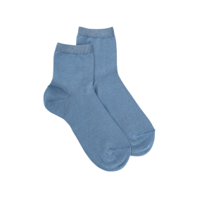 Socquettes enfant en coton uni - Bleu Antarctique | Doré Doré