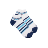 Chaussons courtes pour enfants en fil d'Ecosse à rayures colorées - Blanc | Doré Doré