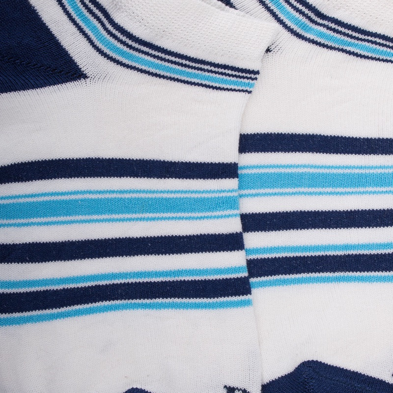 Chaussons courtes pour enfants en fil d'Ecosse à rayures colorées - Blanc | Doré Doré