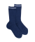 Chaussettes pour enfants en fil d'Ecosse uni et côtelé - Bleu Voilier