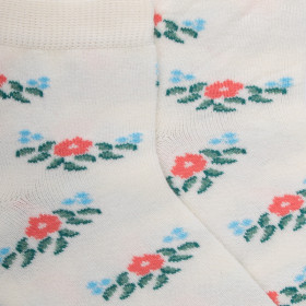 Socquettes pour enfants en fil d'Ecosse à motifs floraux - Écru | Doré Doré