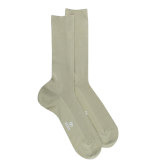 Chaussettes homme à côtes sans bord élastique en fil d'Écosse - Vert Sauge | Doré Doré