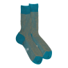 Chaussettes homme à côtes bicolores en fil d'Écosse - Bleu