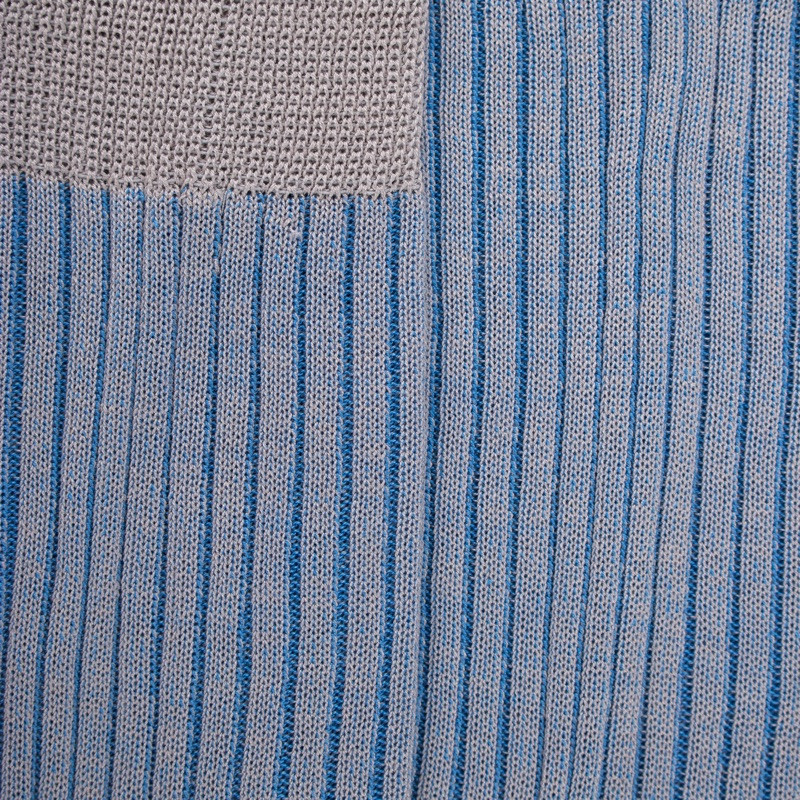 Chaussettes homme à côtes bicolores en fil d'Écosse - Gris Métal & Bleu Bassin | Doré Doré