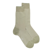 Chaussettes homme en fil d'Écosse renforcé à motifs caviar - Vert Sauge & Blanc Givre | Doré Doré