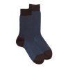 Chaussettes homme en fil d'Écosse renforcé à motifs caviar - Couleur café & Bleu Bassin