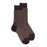 Chaussettes homme en fil d'Écosse renforcé à motifs caviar - Couleur café & Beige Sable