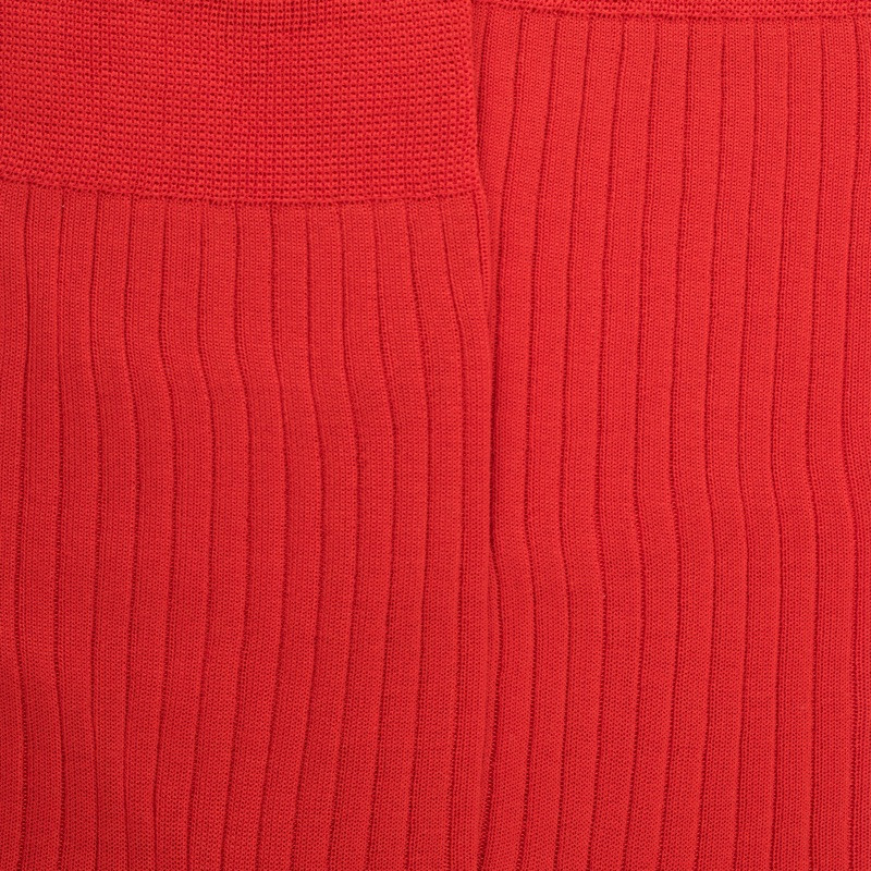 Chaussettes homme fines à côtes en fil d'Écosse - Orange minium | Doré Doré