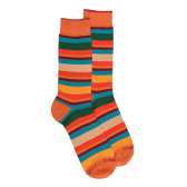 Chaussettes homme à rayures en fil d'Écosse - Oranger & Vert thym | Doré Doré