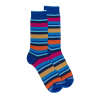 Chaussettes homme à rayures en fil d'Écosse - Bleu France & Rose Flamboyant