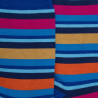 Chaussettes homme à rayures en fil d'Écosse - Bleu France & Rose Flamboyant | Doré Doré