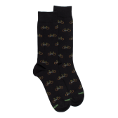 Chaussettes homme en coton à motifs vélos - Noir & Avocat | Doré Doré