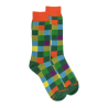 Chaussettes homme échiquier en coton - Vert & Orange | Doré Doré