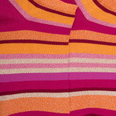Socquettes femme à rayures en coton avec effet brillant - Rose Flamboyant & Oranger | Doré Doré