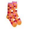 Chaussettes femme échiqiuer en coton égyptien - Maïs & Rose coulis