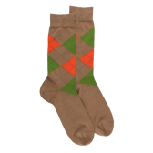 Chaussettes homme en coton à motifs intarsia - Marron Faon | Doré Doré