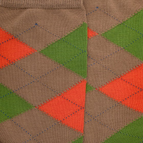 Chaussettes homme en coton à motifs intarsia - Marron Faon | Doré Doré