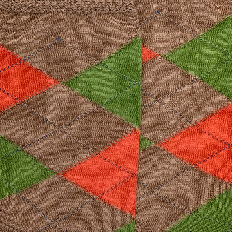 Chaussettes homme en coton à motifs intarsia - Marron Faon | Doré Doré
