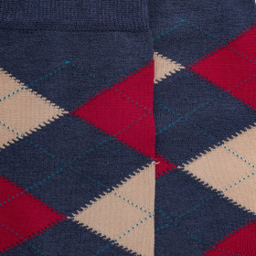 Chaussettes homme en coton à motifs intarsia - Bleu Facteur | Doré Doré