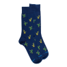 Chaussettes pour hommes en fil d'Ecosse à motifs de cactus - Bleu Voilier