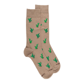 Chaussettes pour hommes en fil d'Ecosse à motifs de cactus - Beige Sable | Doré Doré