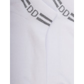 Chaussons en coton éponge uni pour femmes, avec rayures et logo brillant - Blanc | Doré Doré