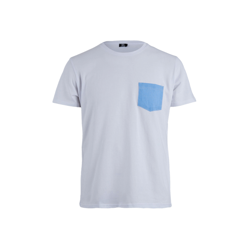 T-shirt homme en coton avec poche à motifs - Blanc & Bleu France | Doré Doré