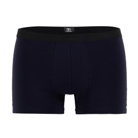 Boxer pour homme en coton stretch uni avec bande élastique siglée - Bleu marine foncé | Doré Doré