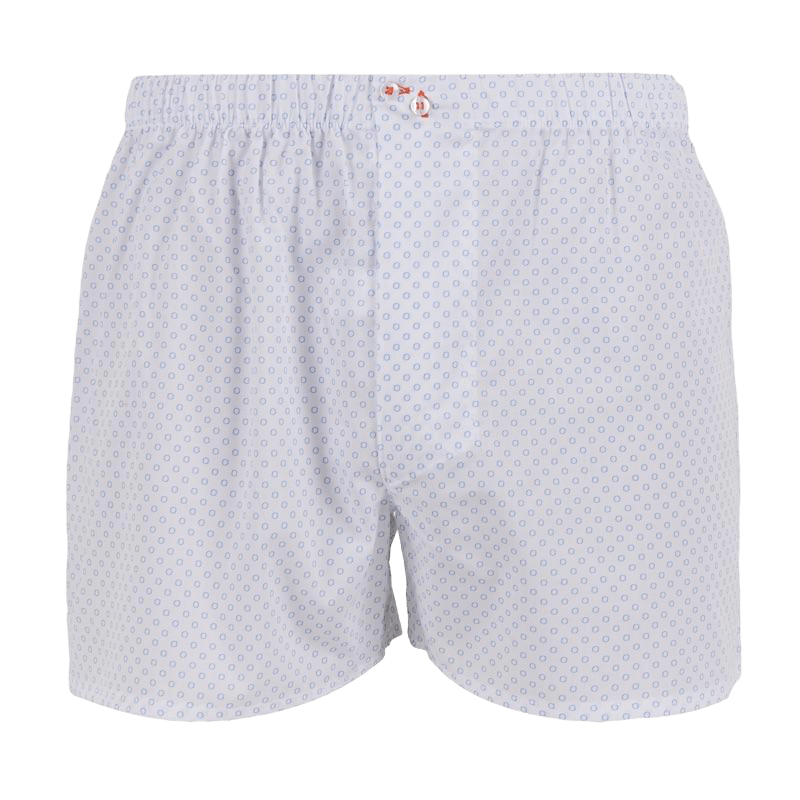 Caleçon homme en coton à motif - Blanc & Bleu Pirogue | Doré Doré