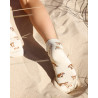 Socquettes pour enfants en fil d'Ecosse à motifs de jaguar - Beige Lin | Doré Doré