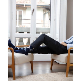 Chaussettes homme en coton à motifs intarsia - Bleu Matelot | Doré Doré