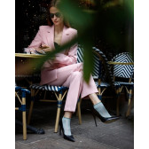 Socquettes femme ajourées en fil d'Écosse avec bord-côte contrasté effet brillant - Vert Rivière | Doré Doré