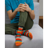 Chaussettes homme à rayures en fil d'Écosse - Oranger & Vert thym | Doré Doré