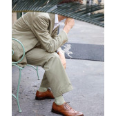 Chaussettes homme à côtes sans bord élastique en fil d'Écosse - Vert Sauge | Doré Doré