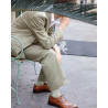 Chaussettes homme à côtes sans bord élastique en fil d'Écosse - Vert Sauge | Doré Doré