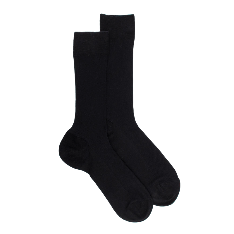 Lot de 7 paires de chaussettes anti-transpiration pour hommes en TENCEL™ Lyocell à côtes unies - Noir