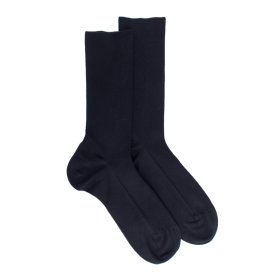 Lot de 7 paires de chaussettes Homme bleues sans bord élastique en coton égyptien - Spécial jambes sensibles