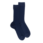 Lot de 7 paires de chaussettes courtes pour hommes en TENCEL™ Lyocell à côtes unies. - Bleu Matelot