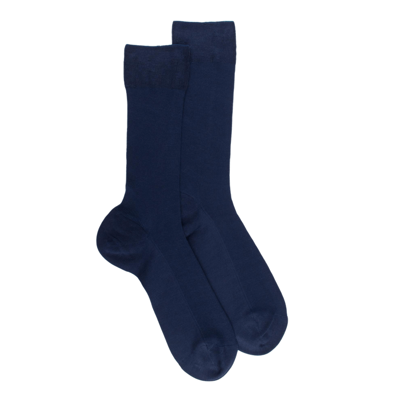 Lot de 7 paires de chaussettes courtes pour hommes en TENCEL™ Lyocell à côtes unies. - Bleu Matelot